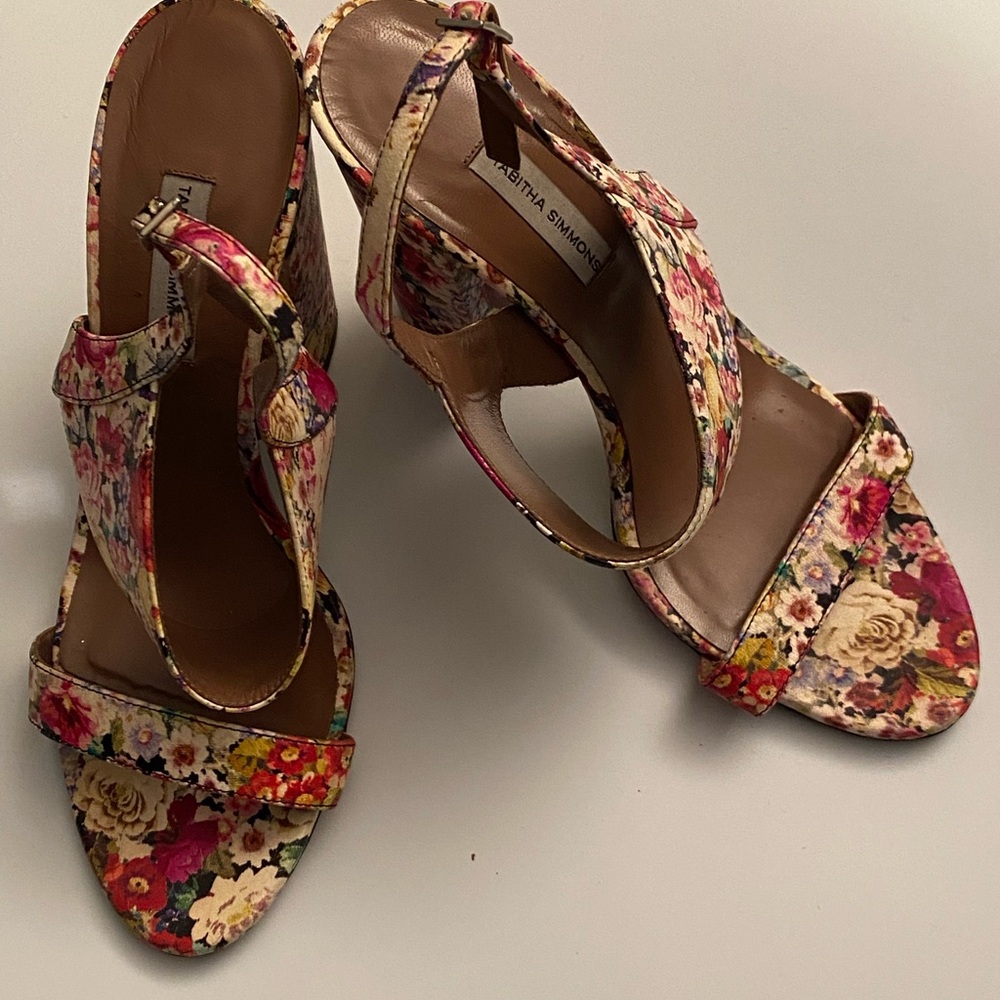 Tabitha Simmons leather floral heels